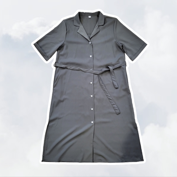 The One Medium Army Green Elbow Sleeve Midi Shirt Dress - Picture 1 of 9